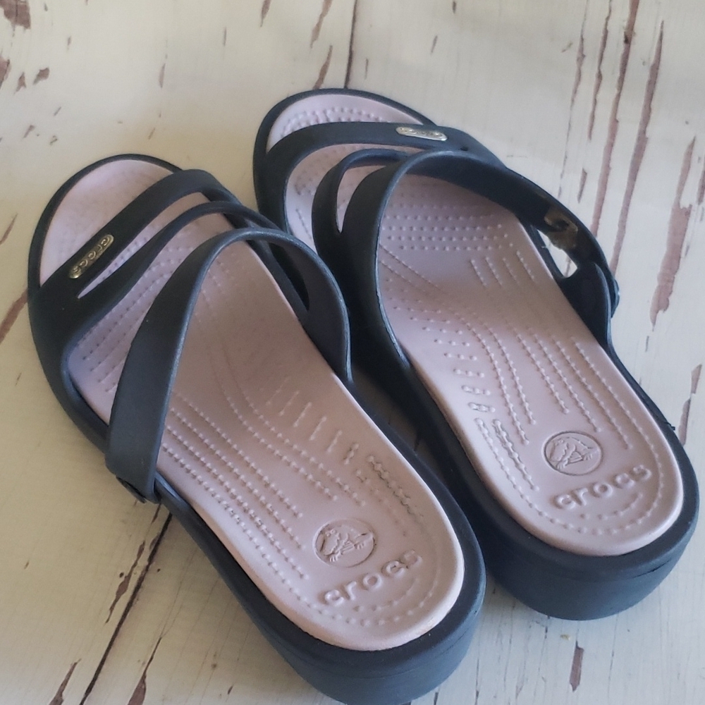 Crocs blue And Purple slide sandals 10 - Picture 3 of 5